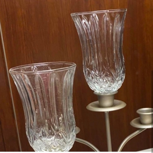 Home interiors diamond cut Clear Glass Tiffany candle holders cups - Picture 7 of 10